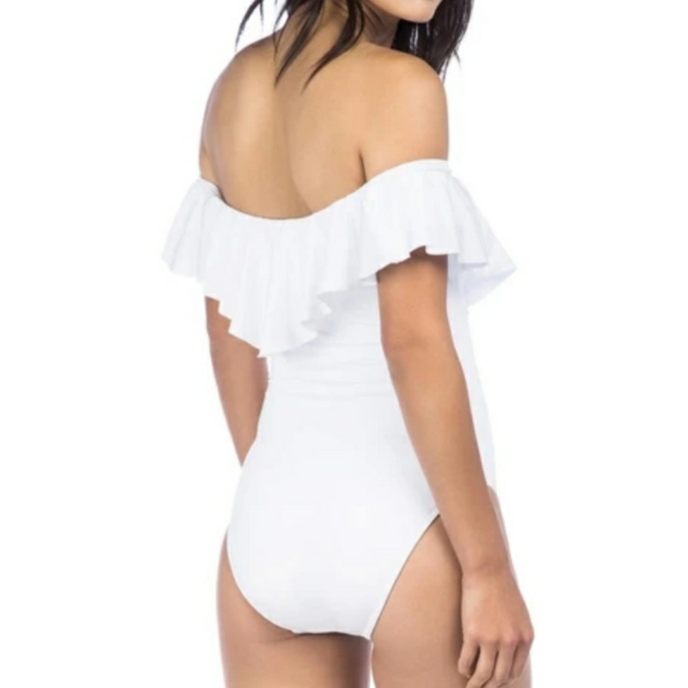 TRINA TURK Off-the-Shoulder Ruffle One Piece - Picture 2 of 7